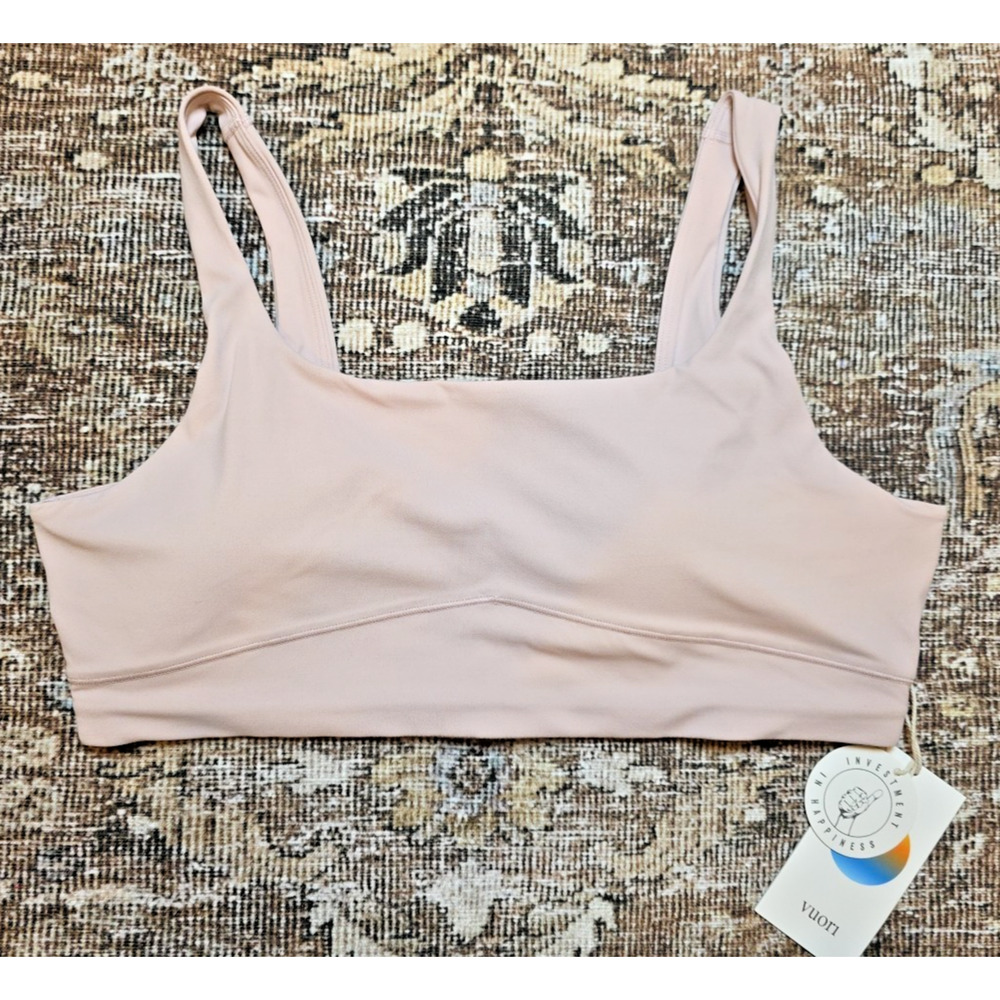 Vuori AllTheForm Bra NWT Vintage Rose Women’s L Lightweight Athletic Activewear - Picture 2 of 5